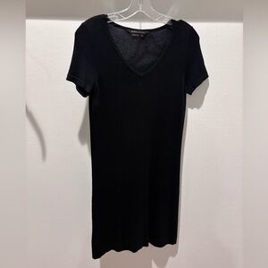 Black V-Neck Short Sleeve sweater dress